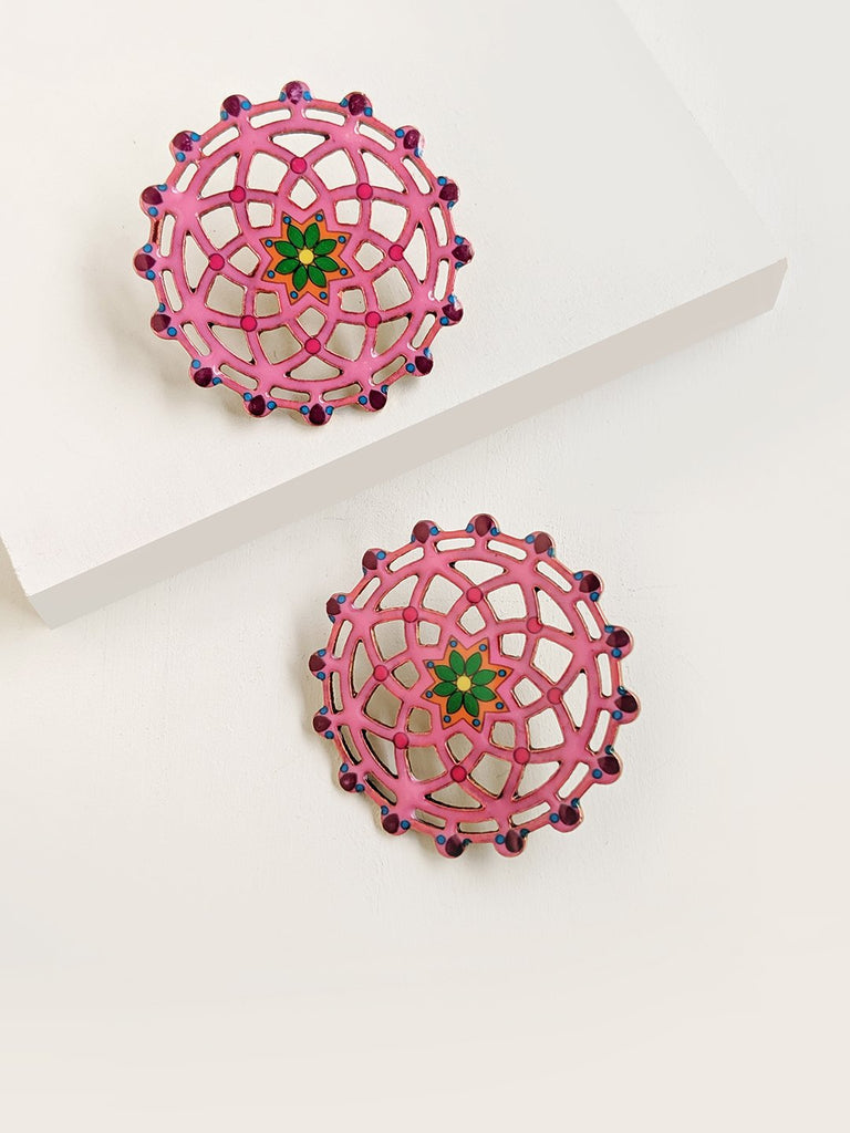 Mandala Enamel Stud Earrings