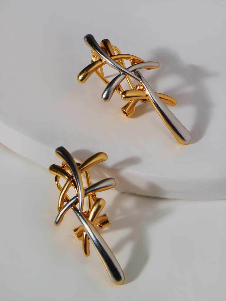 Dual Overlapping X Earrings