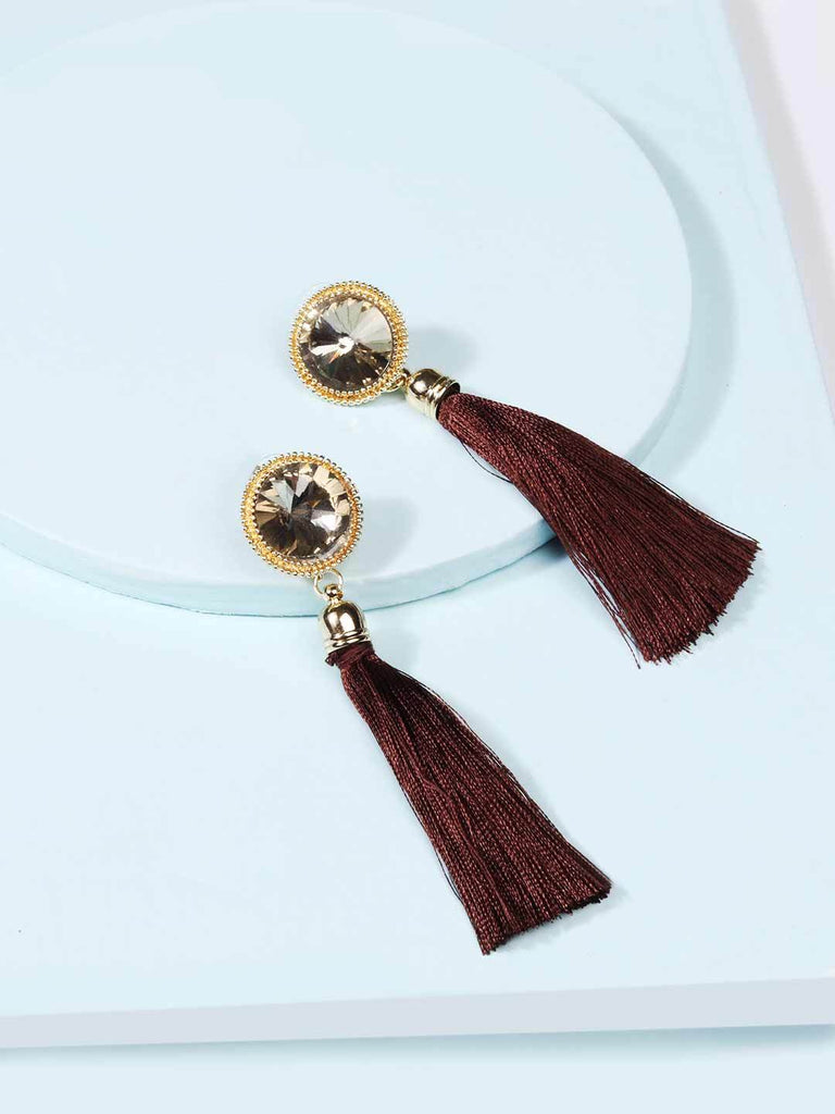 Crystal Scarlet Tassel Earrings