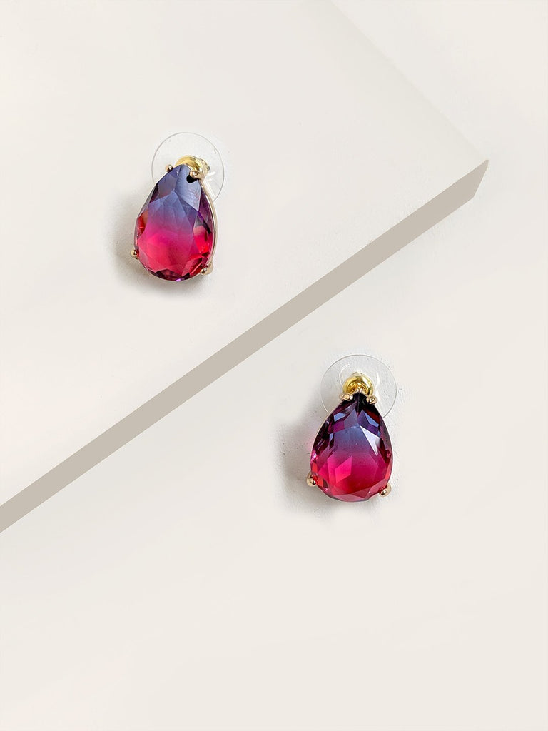 Aurora Borealis Blue PinkDrop Stud Earrings