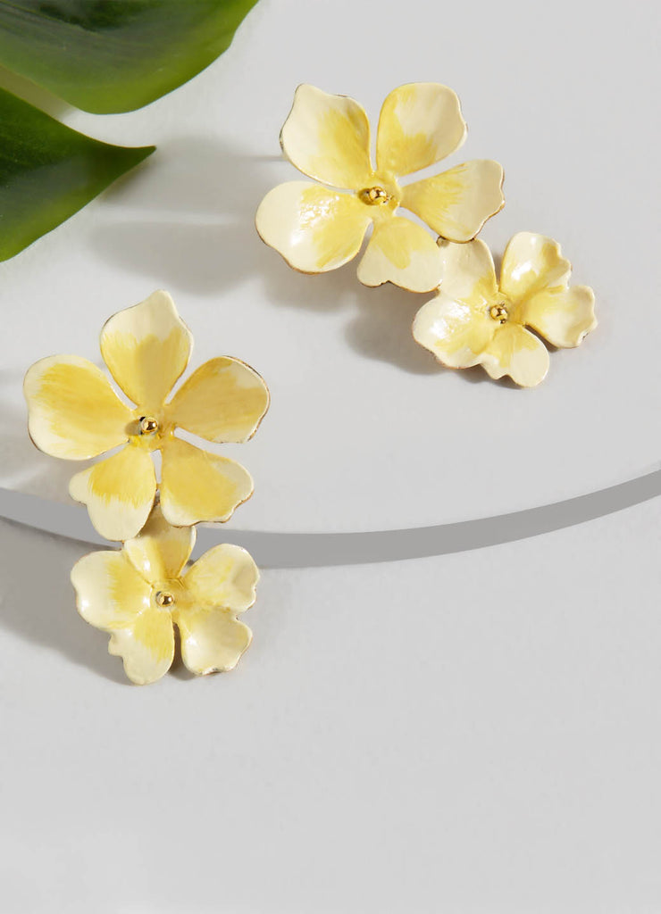 Beack Floral Earrings (Yellow)