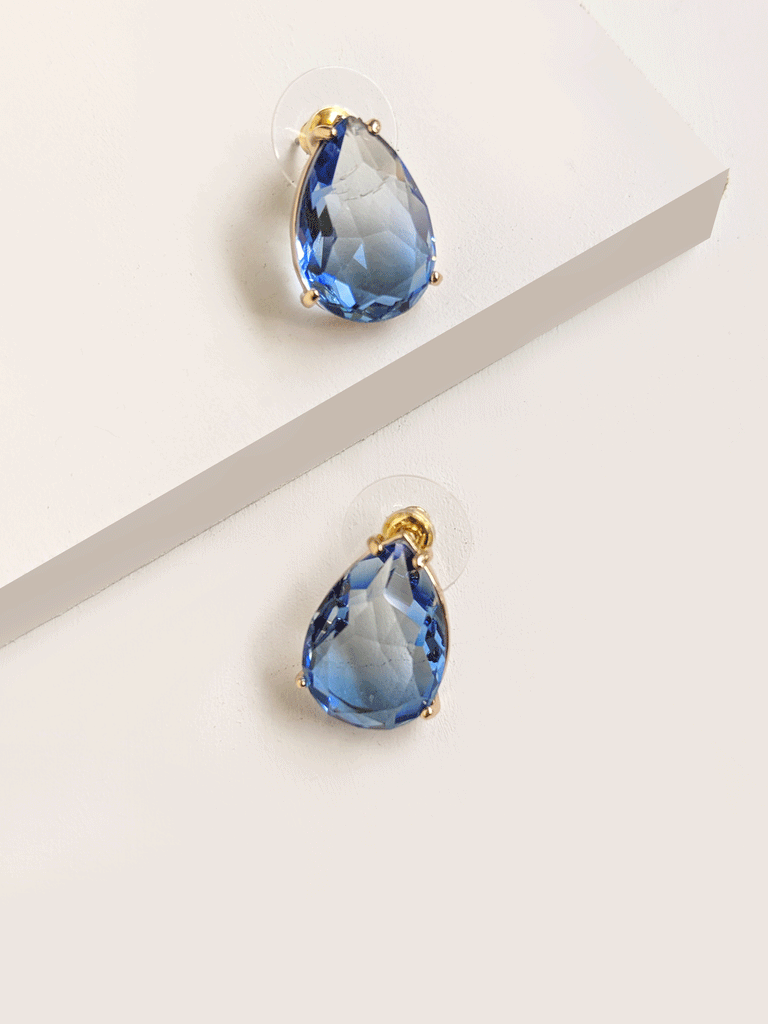 Signature Blue Stud Drop Earrings