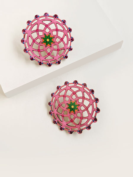 Mandala Enamel Stud Earrings