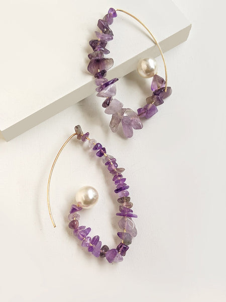 Amethyst Stone Drop Earrings