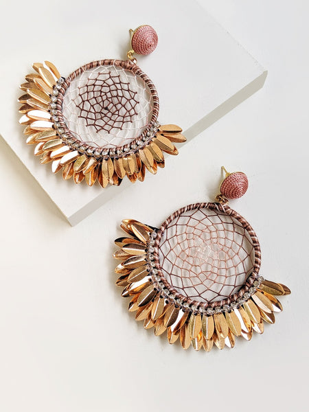 Round Sequin Drop Earrings