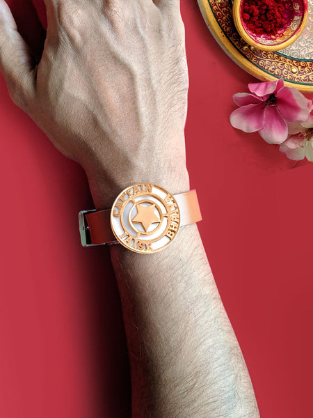 Rose Gold Captain Bhaiya Magnet Rakhi