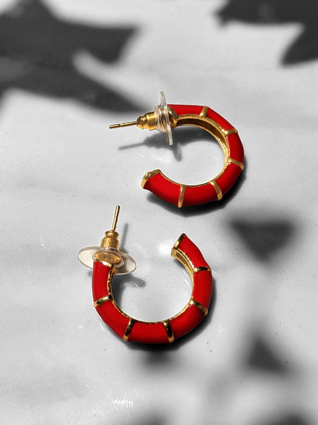 Shellac Mini Red Enamel Earrings