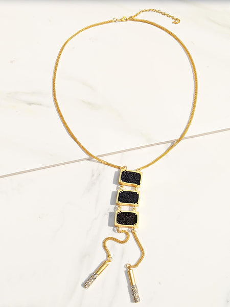 Black Druzy Necklace