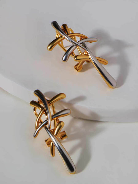 Dual Overlapping X Earrings