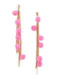Pom Pom Fringe Earrings (Pink)
