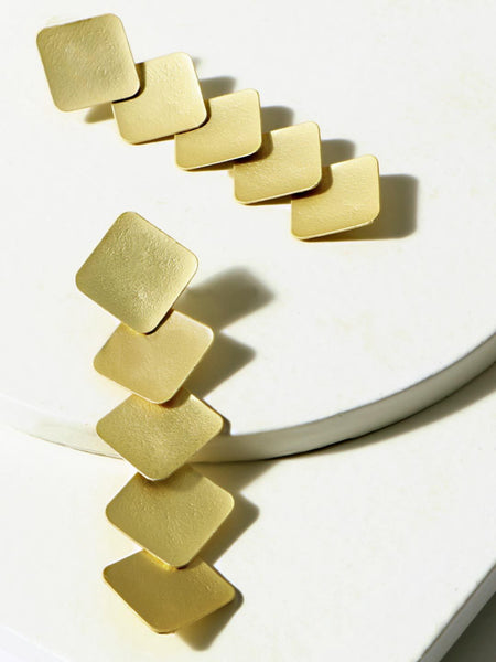 Amelia Gold Grained Drop Earrings
