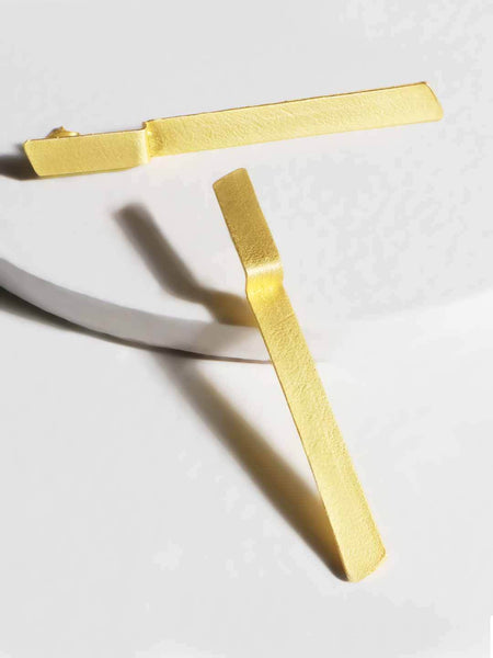 Gold Glided Bar Earrings