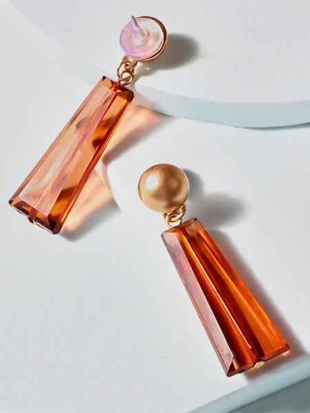 Sunset Orange Crystal Drop Earrings