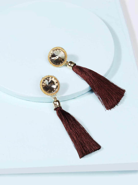 Crystal Scarlet Tassel Earrings