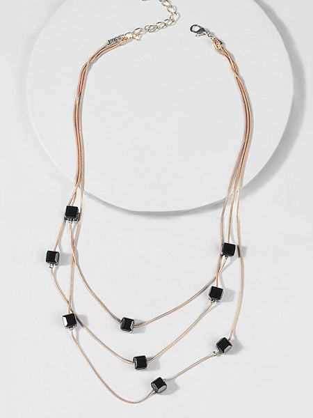 Black Bead Layered Earrings