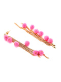 Pom Pom Fringe Earrings (Pink)