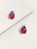 Aurora Borealis Blue PinkDrop Stud Earrings
