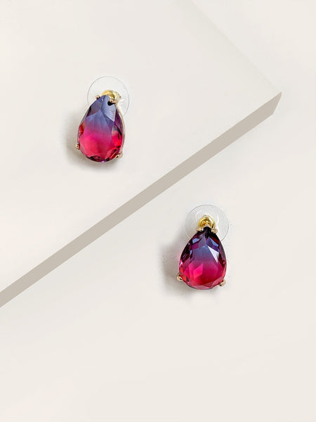 Aurora Borealis Blue PinkDrop Stud Earrings