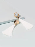 Crystal Tassel Earrings (White)