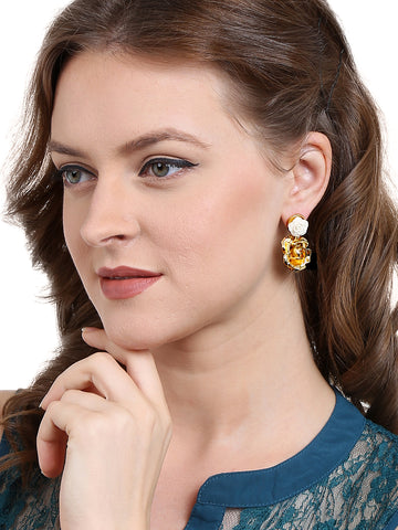 Gold Rose Earrings