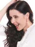 Pom Pom Fringe Earrings (Pink)