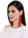 Scarlet Stud Tassel Earrings