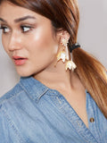 Asymmetric Flower Dangling Earrings