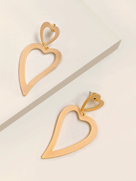 Open Heart Dangler Earrings