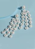 Selena Beaded Drop Earrings (White)