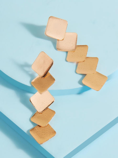 Aubree Rose Gold Grained Drop Earrings