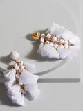 Daisy White Tassel Earrings