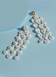 Selena Beaded Drop Earrings (White)