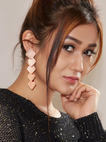 Aubree Rose Gold Grained Drop Earrings
