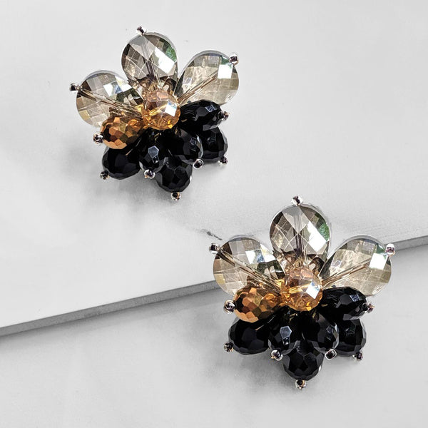 Presley Crystal Stud Earrings (Black)