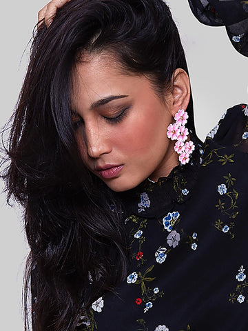 Full Bloom Drop earrings (pink)