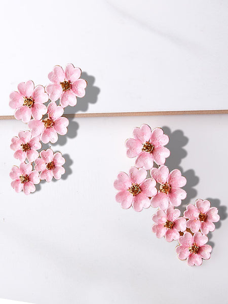 Full Bloom Drop earrings (pink)