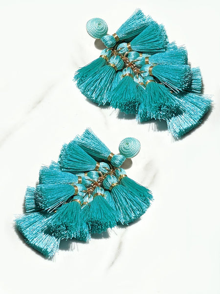 Daisy  Mint Tassel Earrings