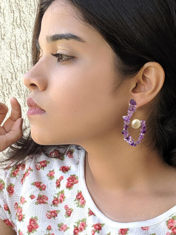 Amethyst Stone Drop Earrings