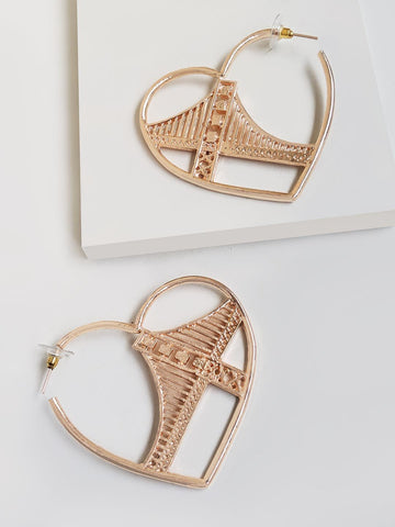 Iconic Golden Gate Heart Hoop Earring