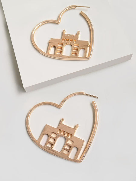 Colossal Gateway Of India Heart Hoop Earring