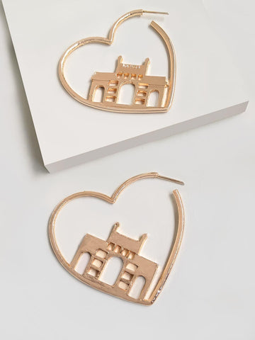 Colossal Gateway Of India Heart Hoop Earring