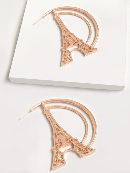Iconic Eiffel Tower Heart Hoop Earring