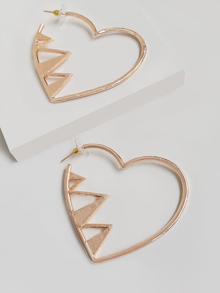 Mansonry Egyptian Pyramids  Heart Hoop Earring
