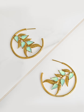 Green Branch Hoop Earring