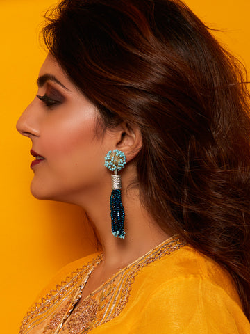 Fleur Round Silk Drop Earrings