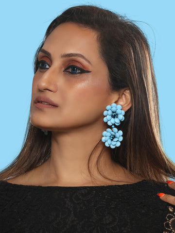 Rosalie blooming drop earrings (Light-blue)