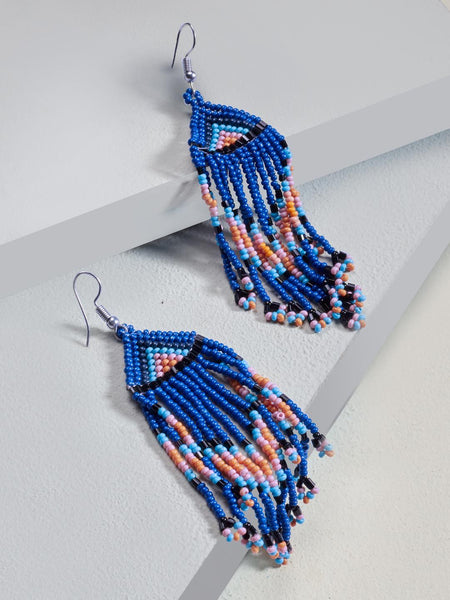Orianna beaded earrings (Blue)