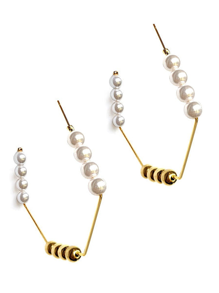 Pearls With Hexagon Earrings