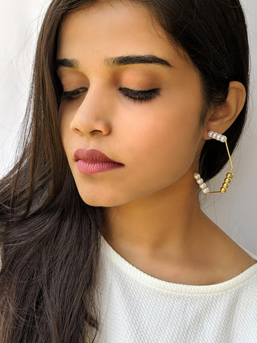Pearls With Hexagon Earrings