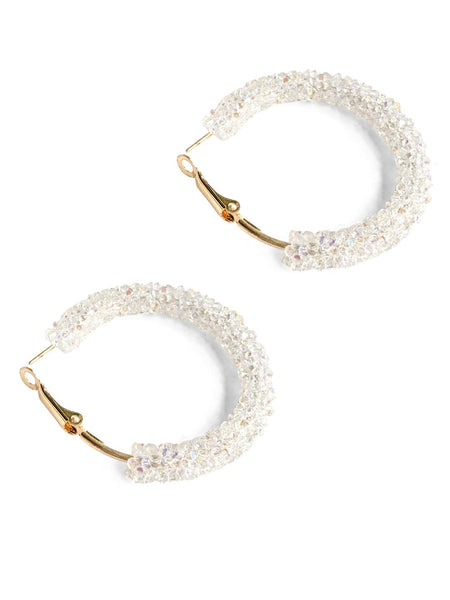 White Crystal hoop Earrings